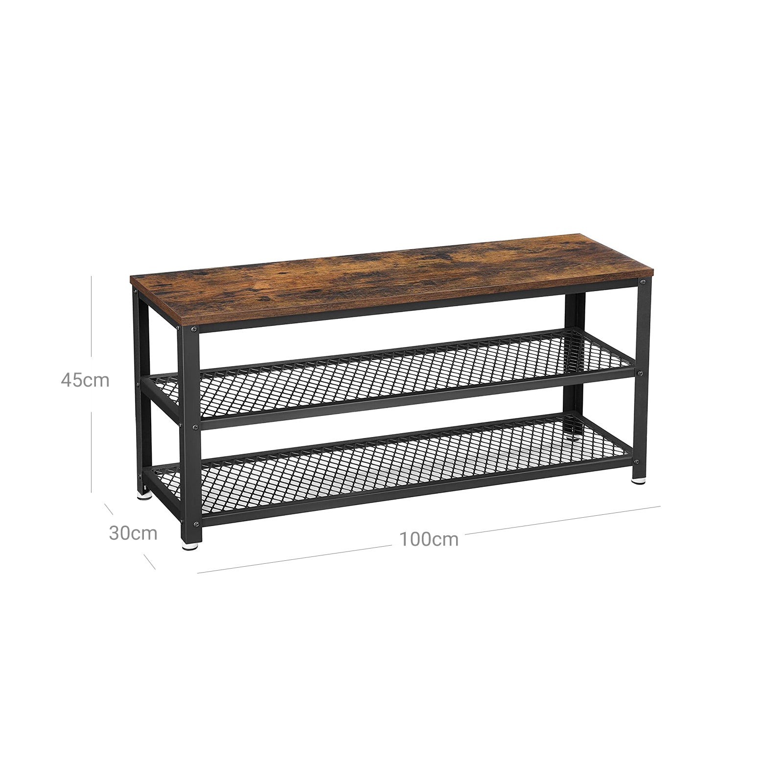 Shoe Rack - Med 2 hyllor - Metallram - 100 x 30 x 45 cm