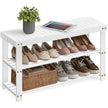 Schoenenbank - Bamboe - 3 Planken - 90 cm - Wolkenwit
