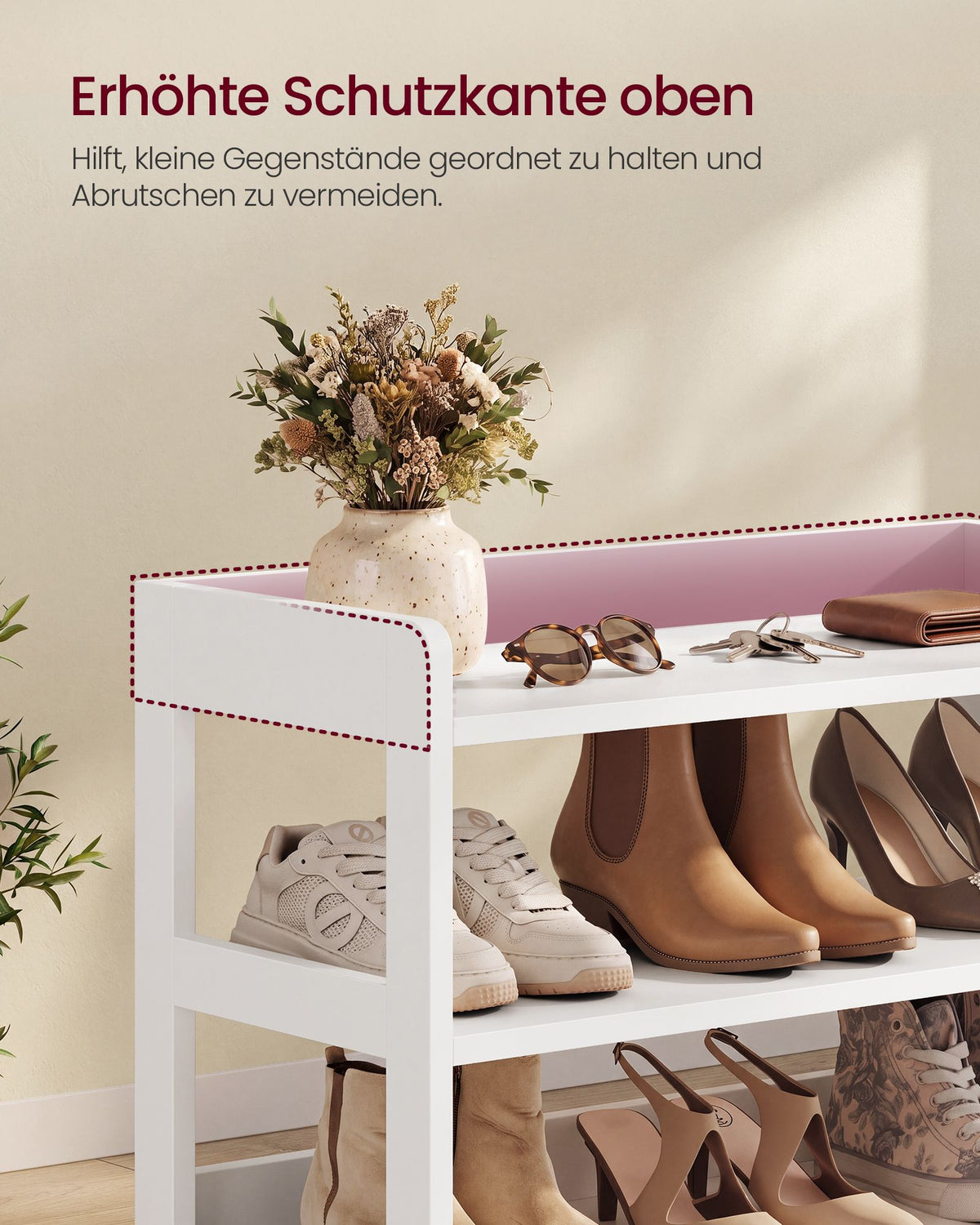 Schoenenrek – 5 Niveaus – Met Bovenplank – 63 cm – Wolkenwit