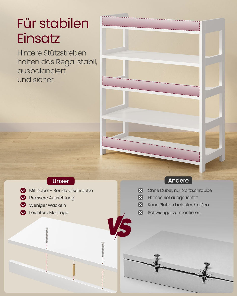 Schoenenrek – 5 Niveaus – Met Bovenplank – 63 cm – Wolkenwit