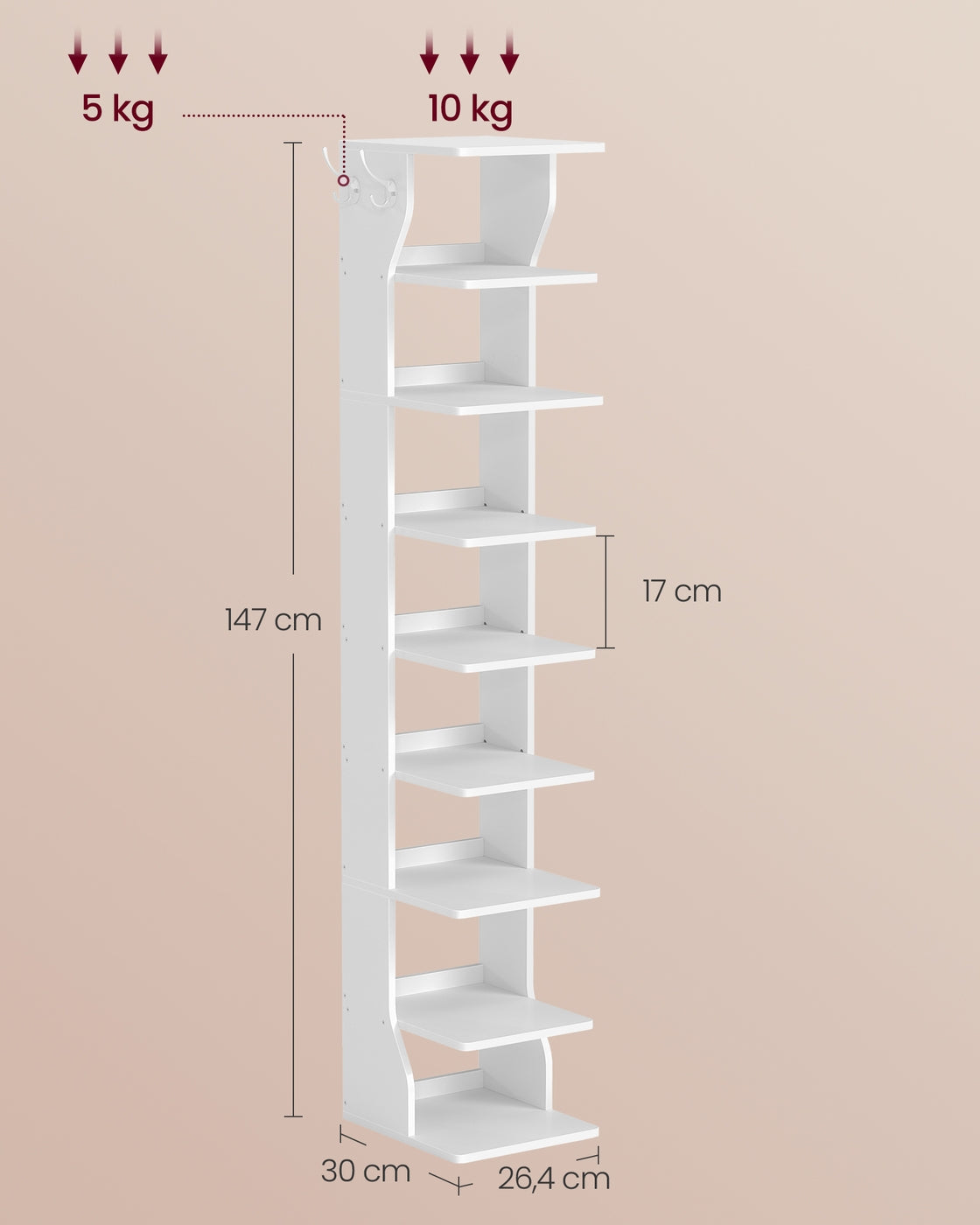 Smalt skoställ 7 nivåer - hall och entré - platsbesparande design