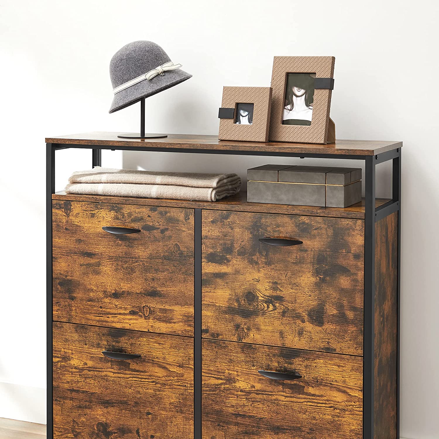 Skoskåp - med 4 ventiler - sko lagring - industriell - brun / svart