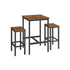 Matbord - högt bord - med 2 stolar - metallram - träblad