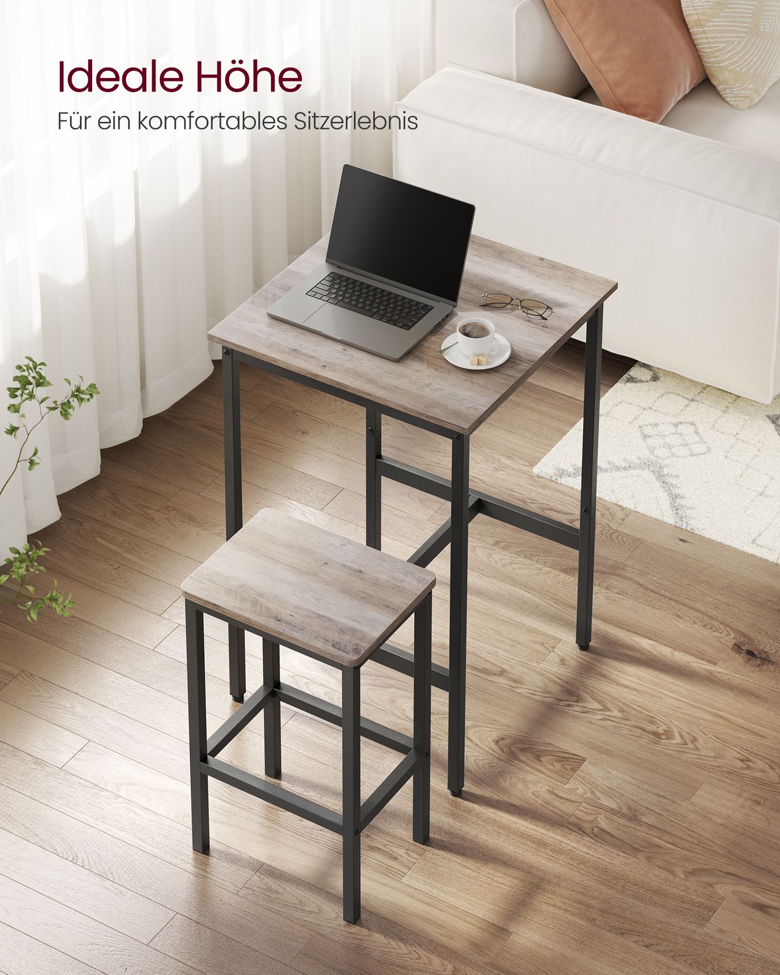 Bar bord-med 2 stolar-kök-greige fläck-bläck svart