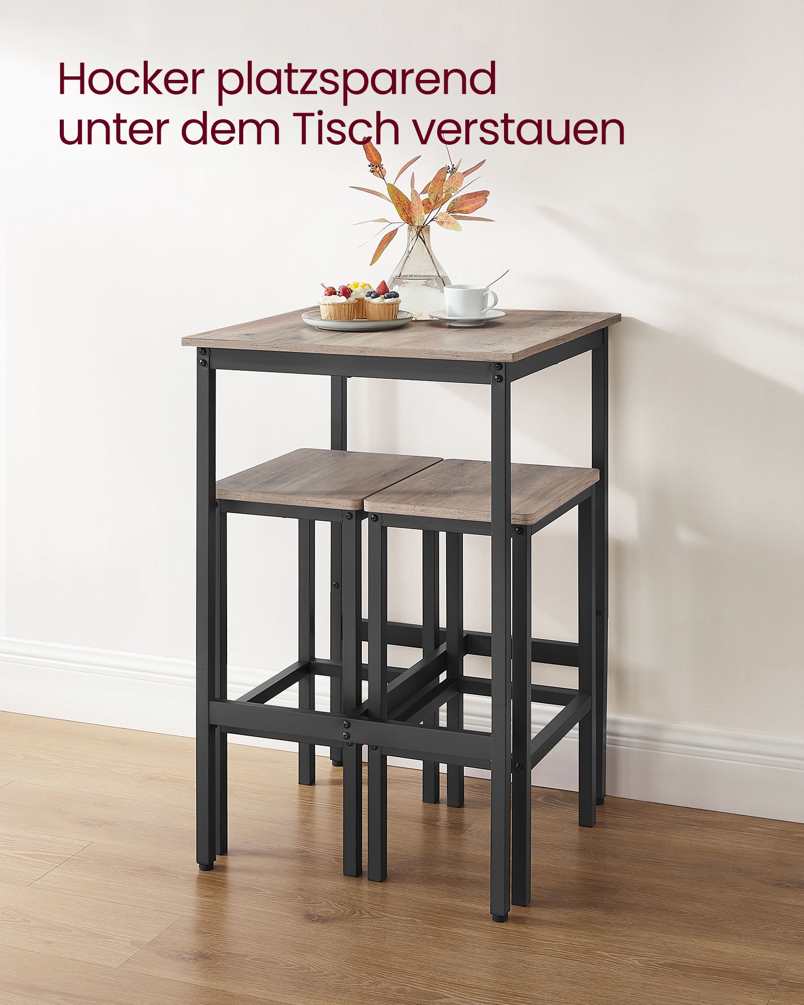 Bar bord-med 2 stolar-kök-greige fläck-bläck svart