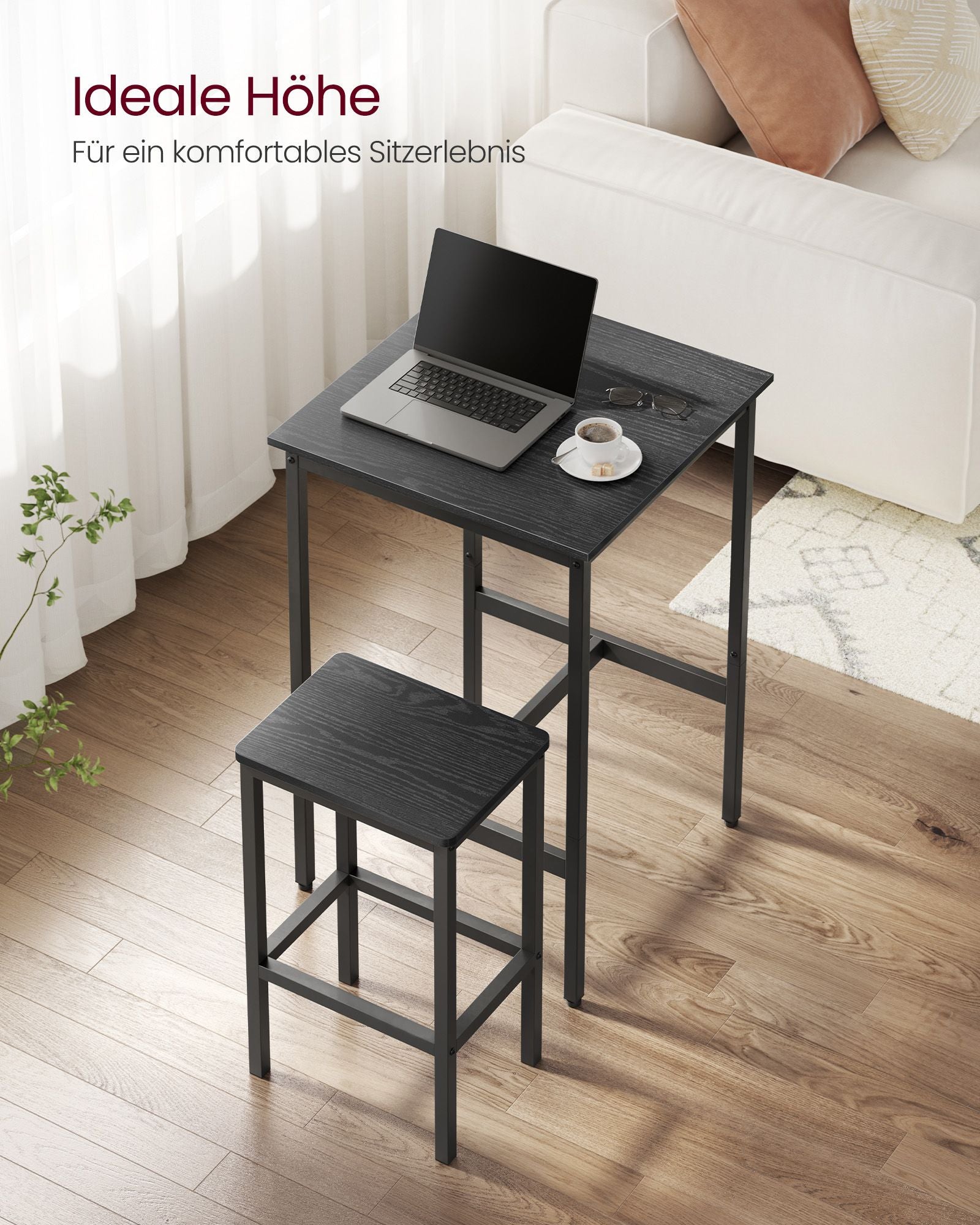 Barbord med 2 stolar-kitchen-ebony svart-bläck svart