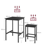 Barbord med 2 stolar-kitchen-ebony svart-bläck svart