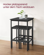 Barbord med 2 stolar-kitchen-ebony svart-bläck svart