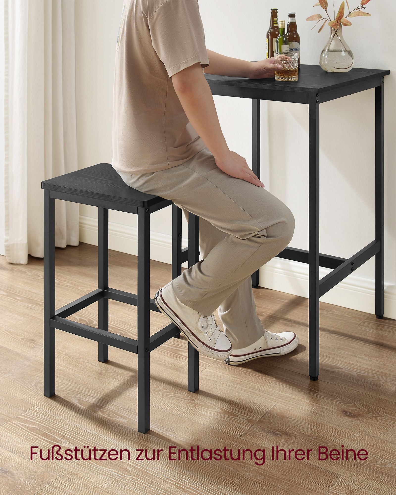 Barbord med 2 stolar-kitchen-ebony svart-bläck svart