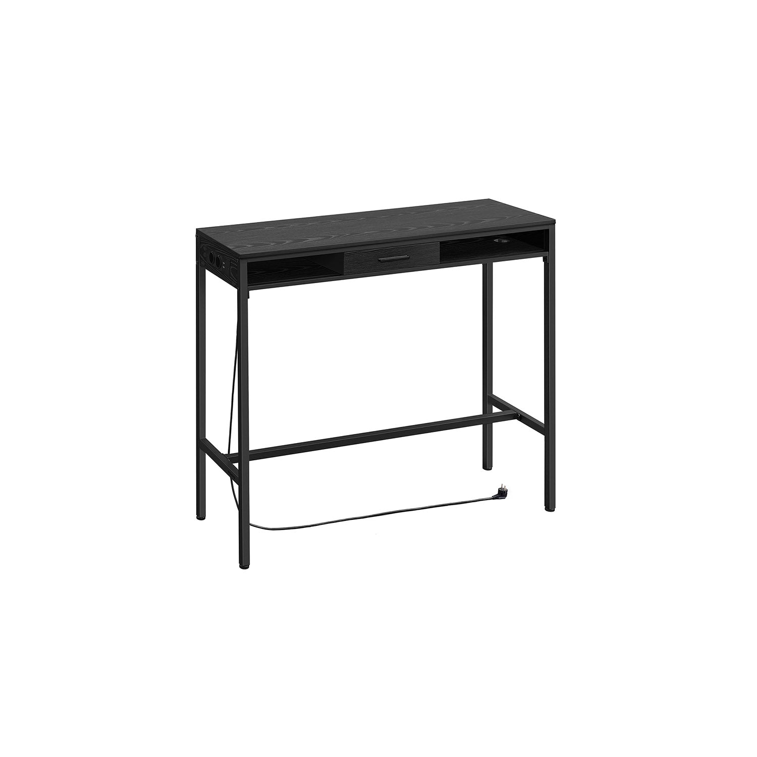 Barbord med låda 40 x 120 x 104,6 cm ebenholts svart