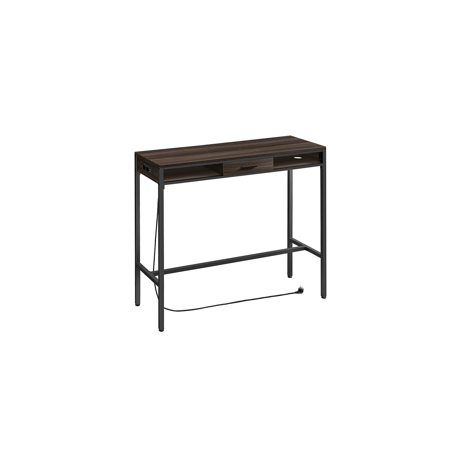 Barbord med låda 40 x 120 x 104,6 cm ebenholts svart