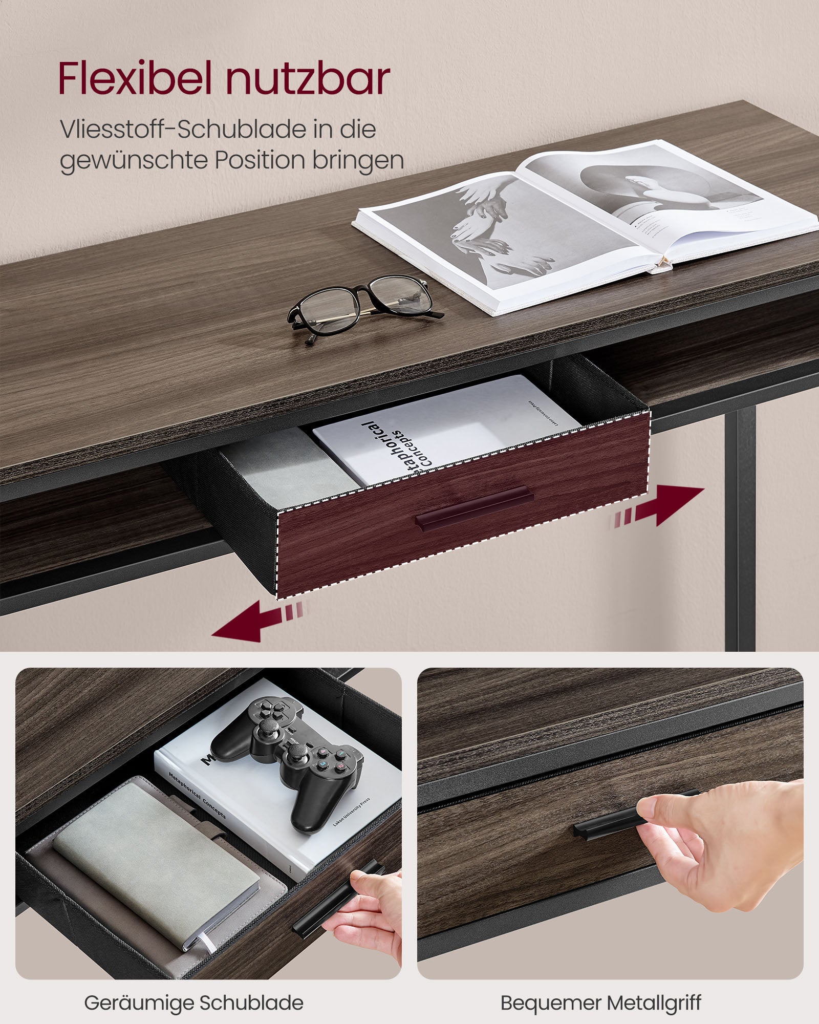 Barbord med lådan 40 x 120 x 104,6 cm aska brun