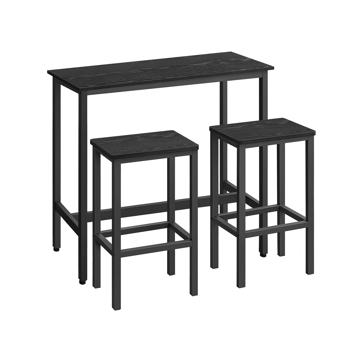 Bartafelset - med barstolar - vintage brun och bläck svart
