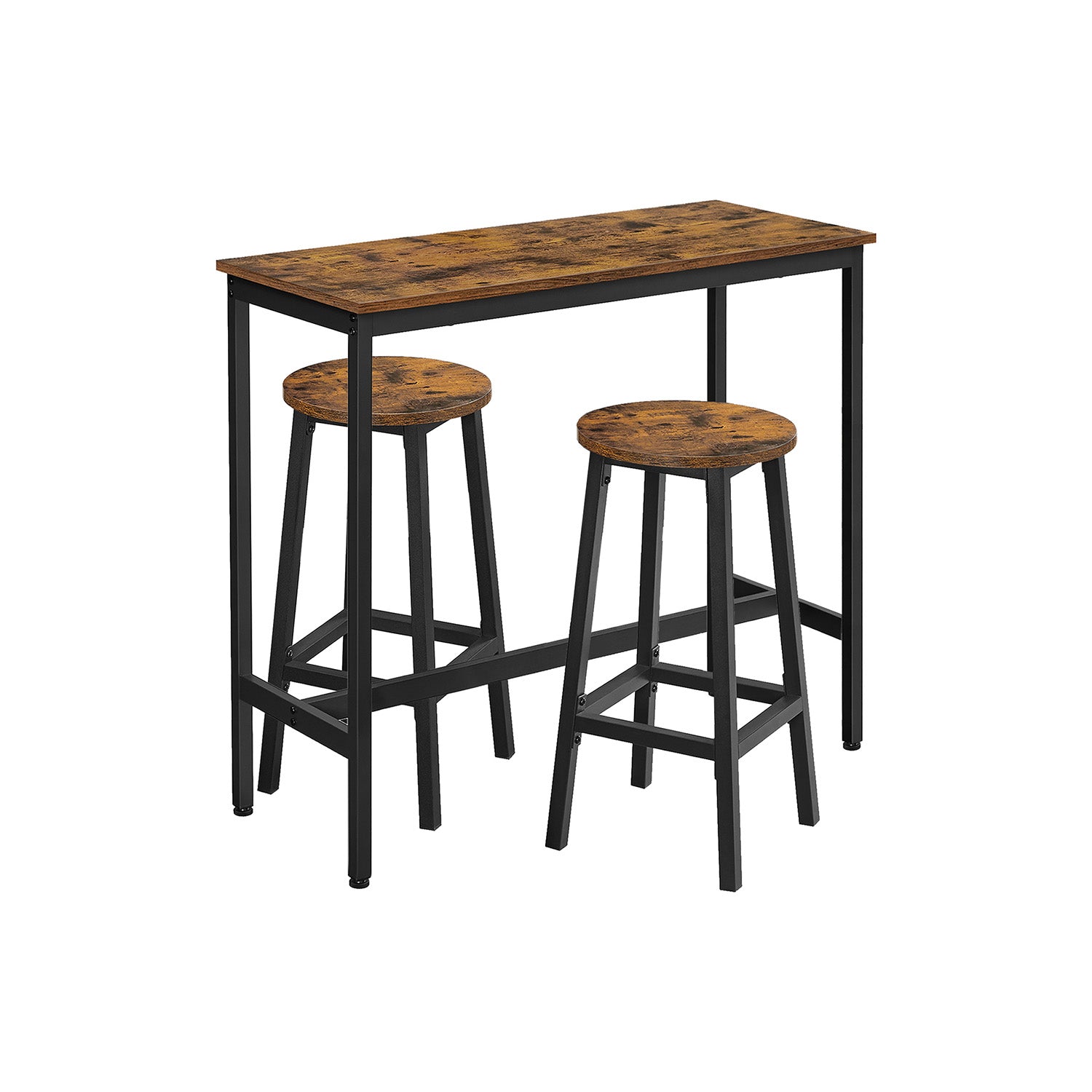 Bartafelset-med 2 barstolar-vintage brun-zwart
