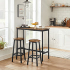 Bartafelset-med 2 barstolar-vintage brun-zwart