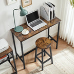 Bartafelset-med 2 barstolar-vintage brun-zwart