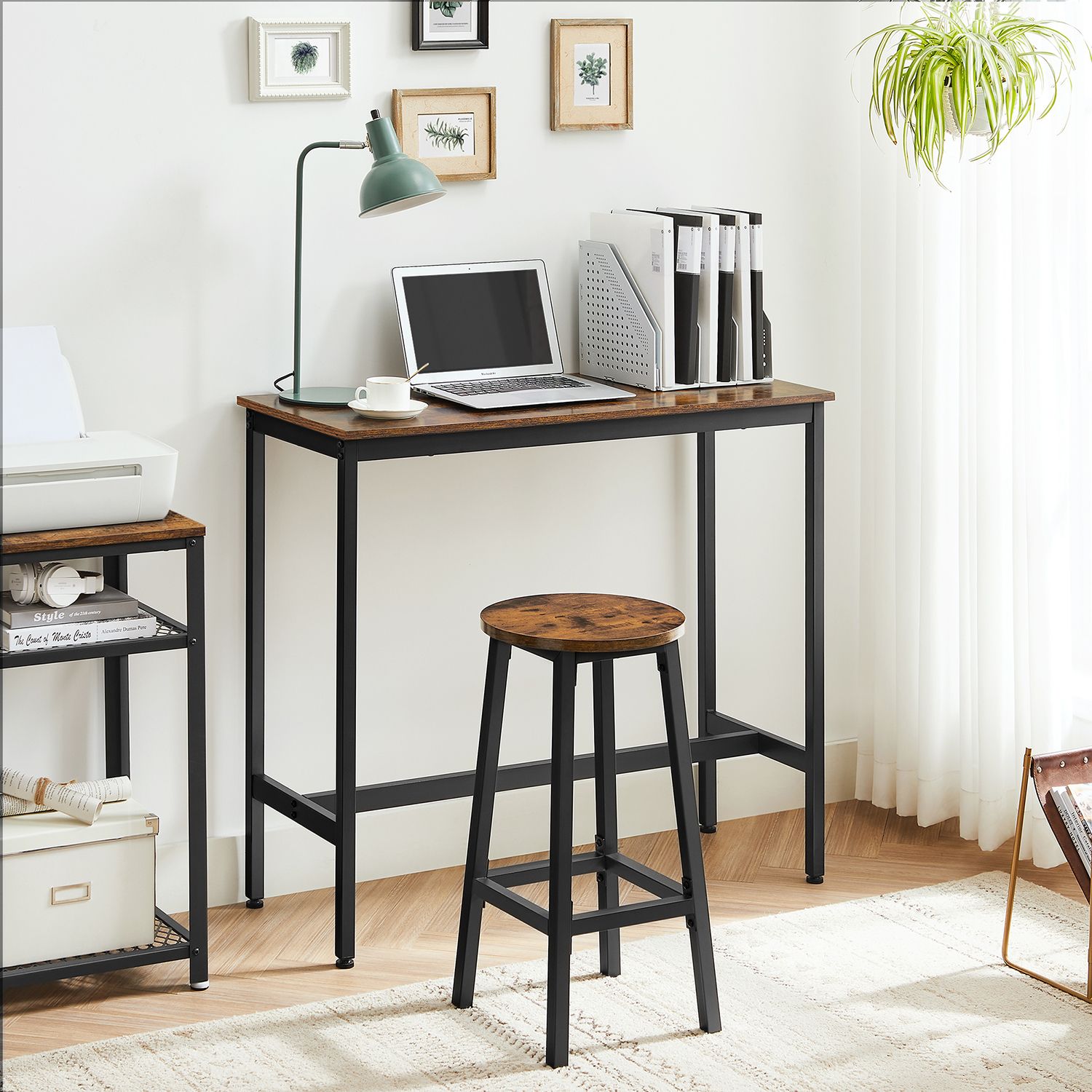 Bartafelset-med 2 barstolar-vintage brun-zwart