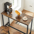 Bartafelset-med 2 barstolar-vintage brun-zwart