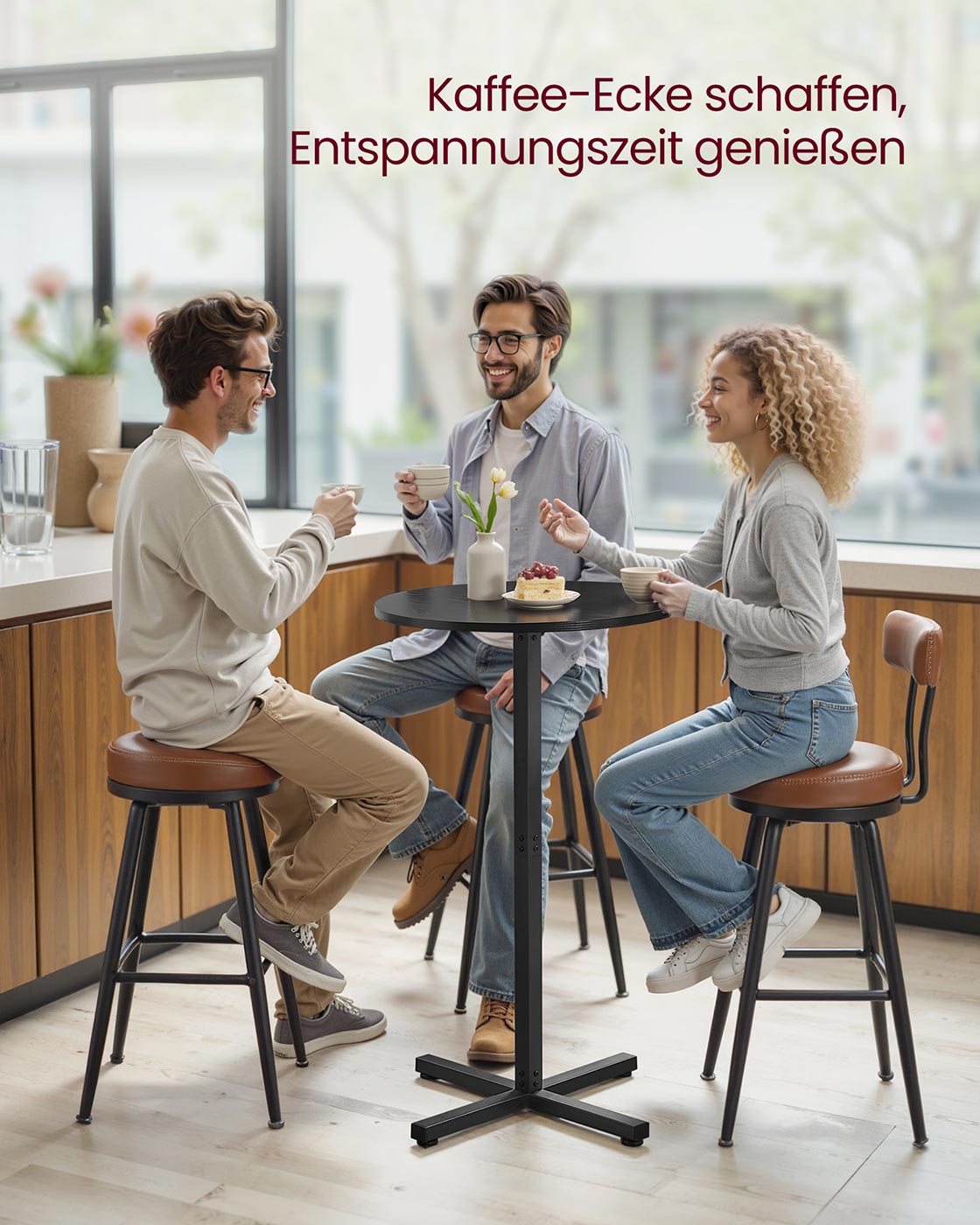 Barstabell - runda - 60 x 60 x 104,5 cm - ebenholts svart