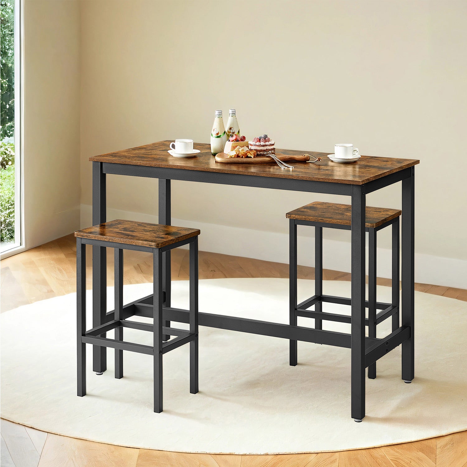 Bartafel - Industrial Look - med 2 barstolar