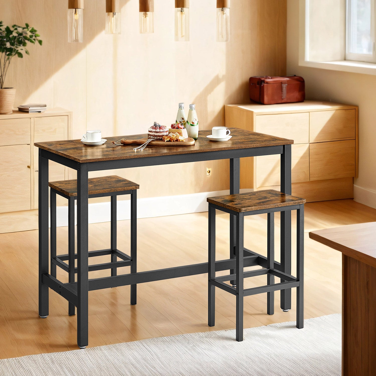 Bartafel - Industrial Look - med 2 barstolar