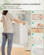 Tvättkorg med 3 fack och avtagbar tvättväska vit