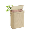 Tvättkorg - 90 liter - bambu - med lock - naturligt