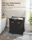 Tvättkorg 115 liter med 2 fack - Robust och rymlig - Bläcksvart