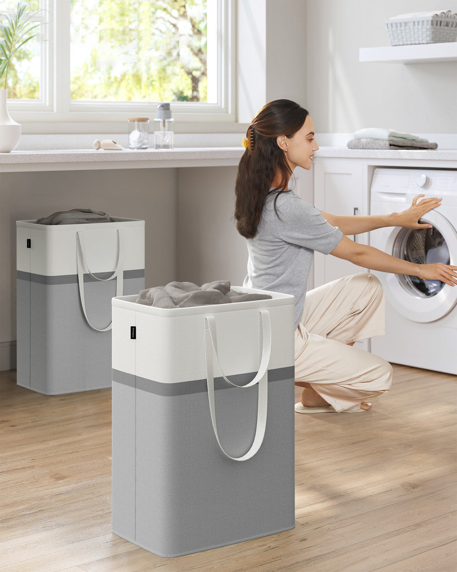 Tvättkorgsset 2x 75L med duvgrå handtag