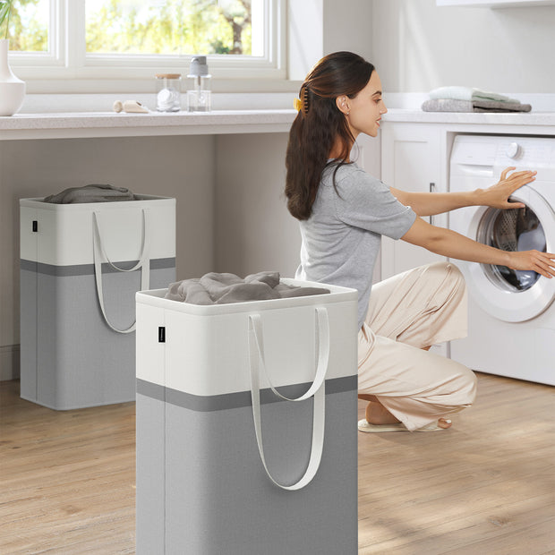 Tvättkorgsset 2x 75L med duvgrå handtag