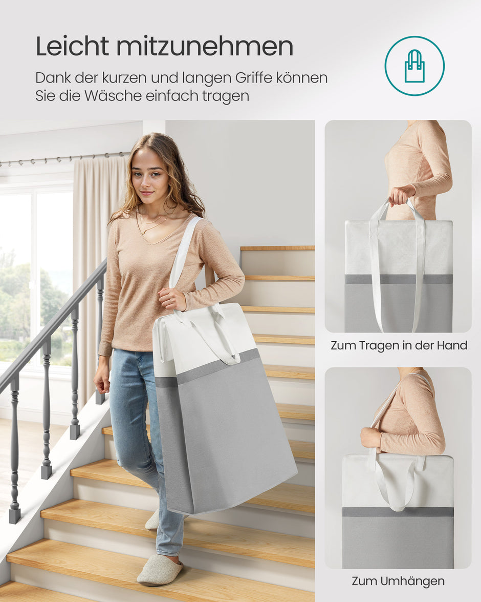 Tvättkorgsset 2x 75L med duvgrå handtag