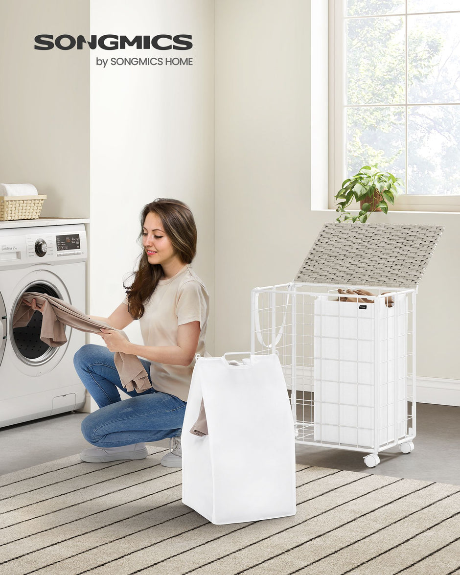Tvättkorg - med 2 inre fickor - Wolkwit
