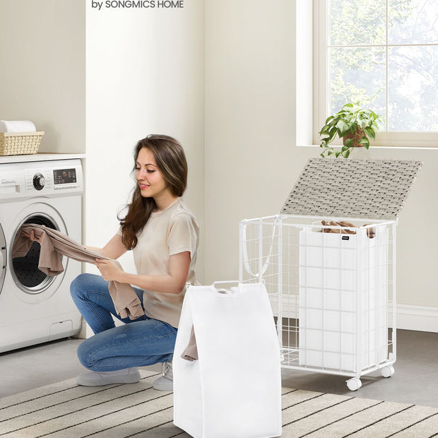 Tvättkorg - med 2 inre fickor - Wolkwit