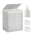 Wasmand met Deksel - 2 Vakken - 90 Liter - Handgeweven - Wit