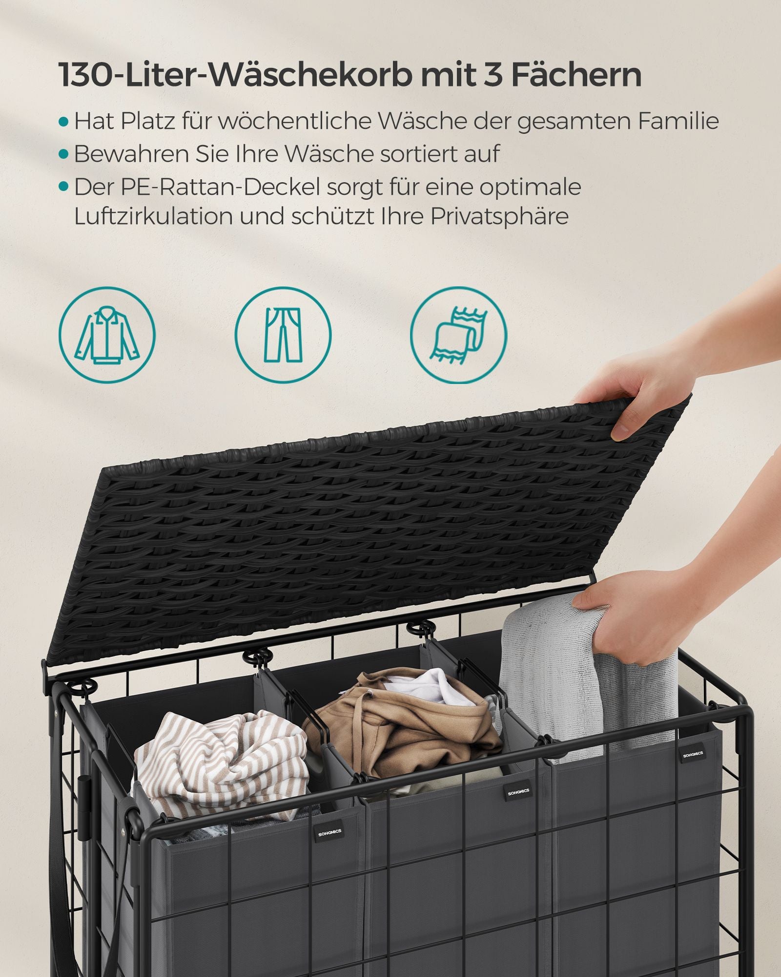 Tvättkorg-133 L-Removable-With-hjul