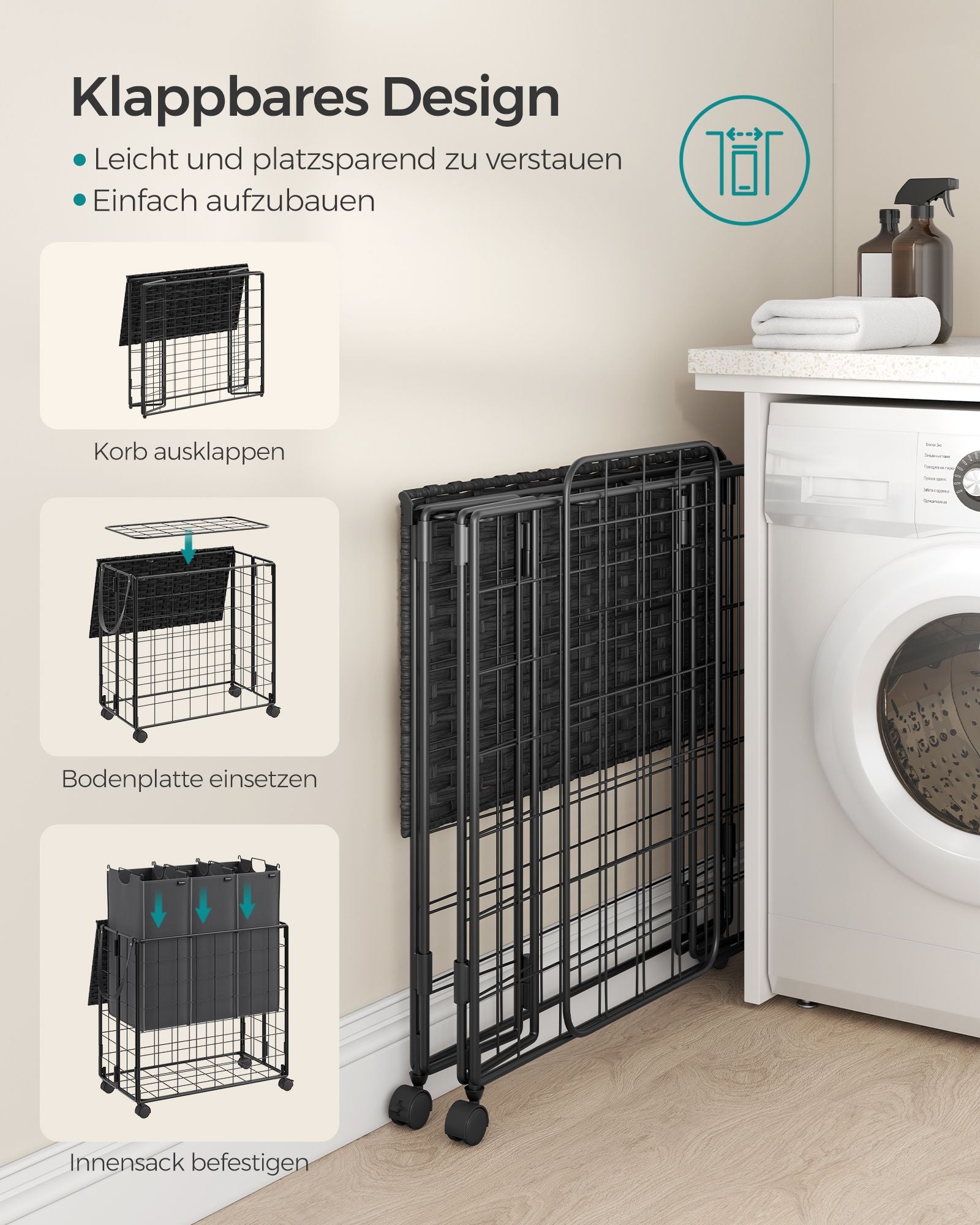 Tvättkorg-133 L-Removable-With-hjul