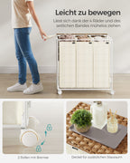 Tvättkorg på hjul naturlig beige-crème vit