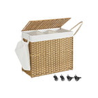 Tvättkorg - med avtagbart lock - naturlig färg