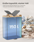 Tvättkorg med två fack och lock