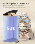 Tvättkorg med lock och avtagbar väskbläcksvart naturlig beige