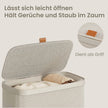 Wasmand - 65 liter - 39 x 22 x 75 cm - met deksel en handvatten - beige - maximaal 10 kg