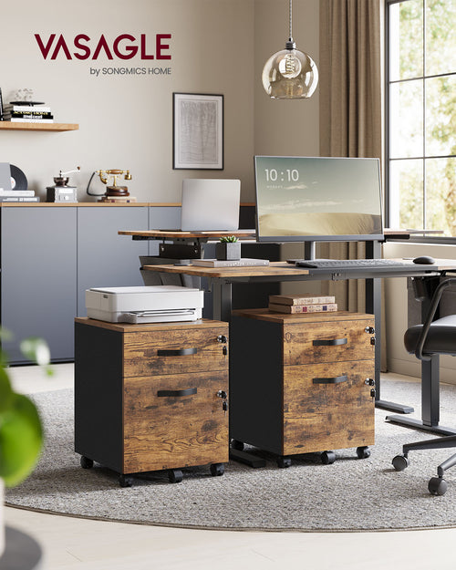 Låsbar rullbehållare med 2 lådor och 5 hjul