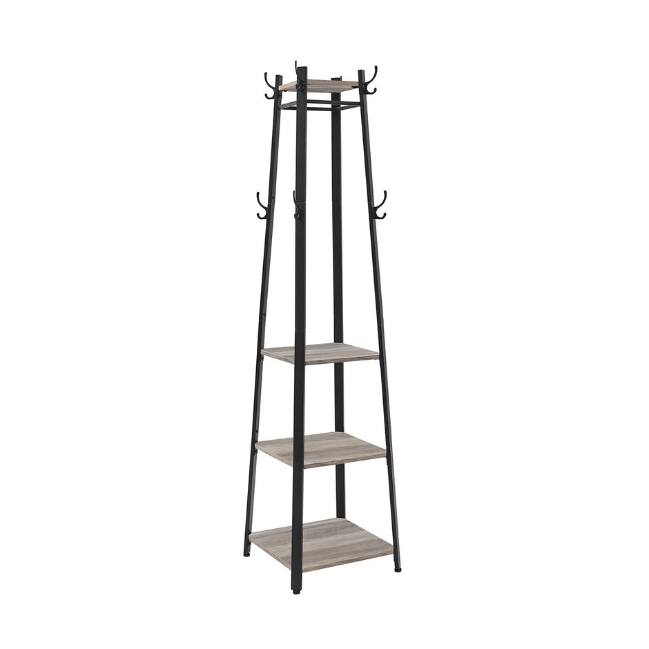 Klädhängare – Industriell design med 3 hyllplan – Vintage brun, svart