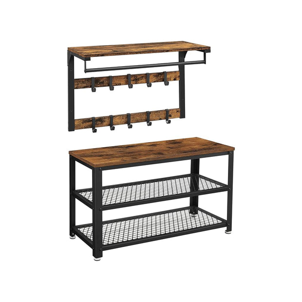 Vägghängare – med metallram – vintage brun och svart