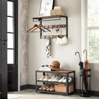 Väggrock rack-med metall ram-vintage brun-zwart