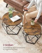 Rund soffbordsuppsättning med 2-vintage stil-vintage brun-blank