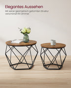 Rund soffbordsuppsättning med 2-vintage stil-vintage brun-blank