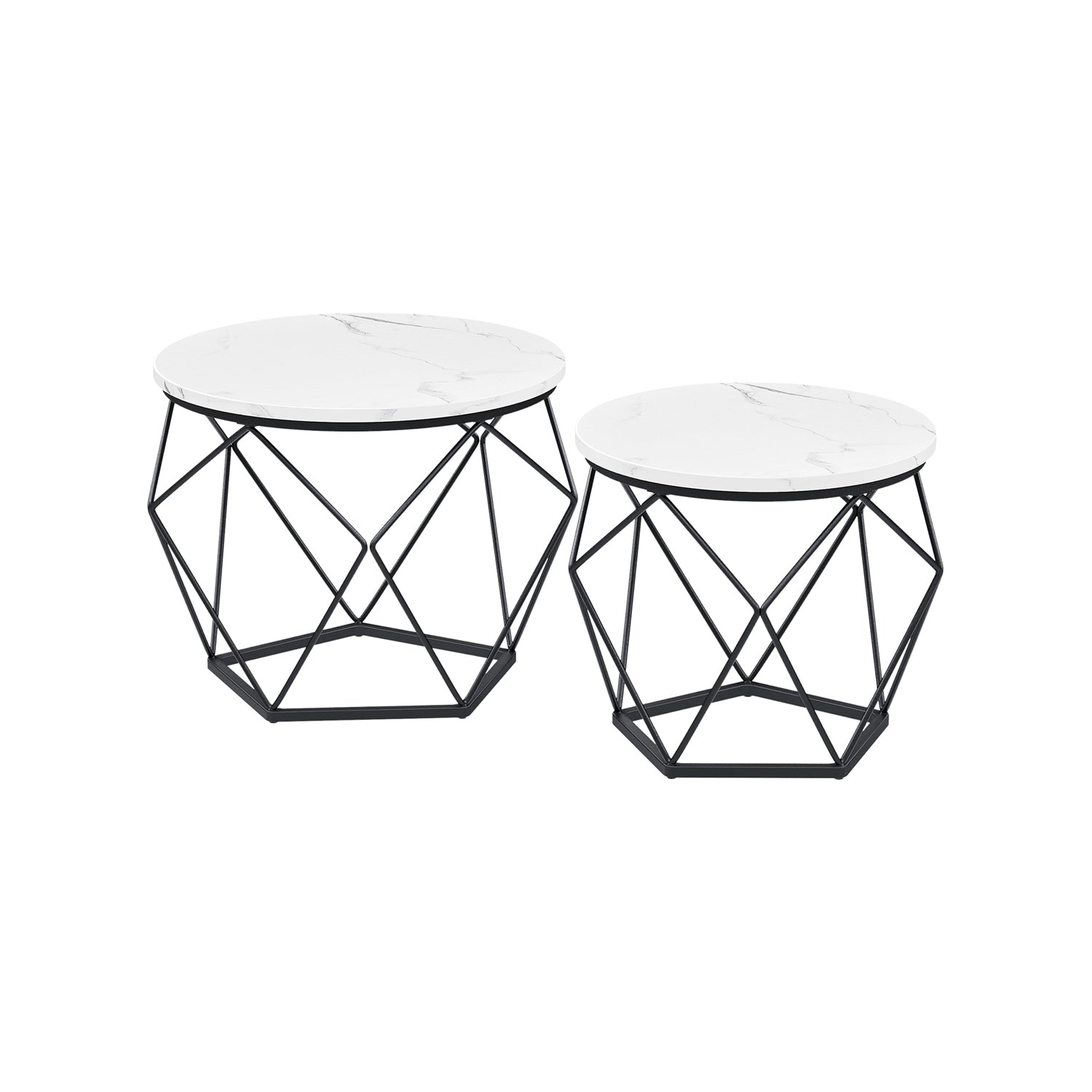 Runt soffbordsset om 2 – vintage stil – brunt och svart
