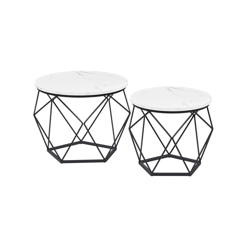 Runt soffbordsset om 2 – vintage stil – brunt och svart