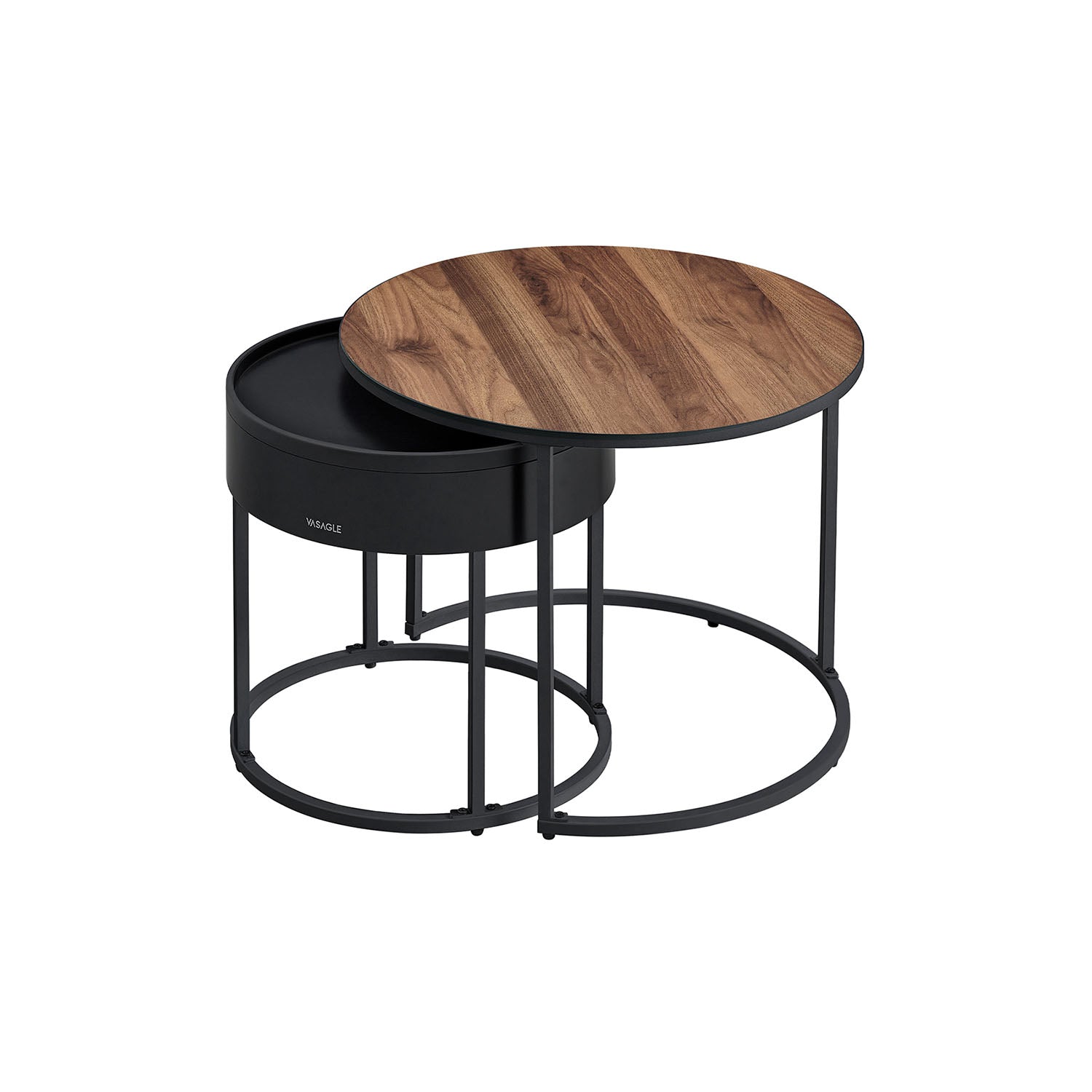 Runt soffbordsset om 2 – Vintage Brun och Ink Black